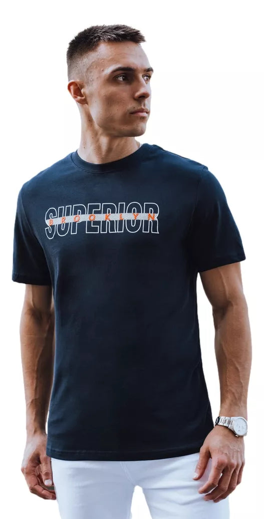 Vyriški tamsiai mėlyni marškinėliai su užrašu Superior