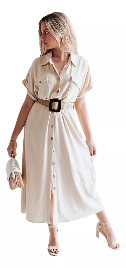 Moteriška rusva suknelė su diržu Armina