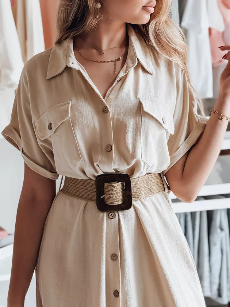 Moteriška rusva suknelė su diržu Armina