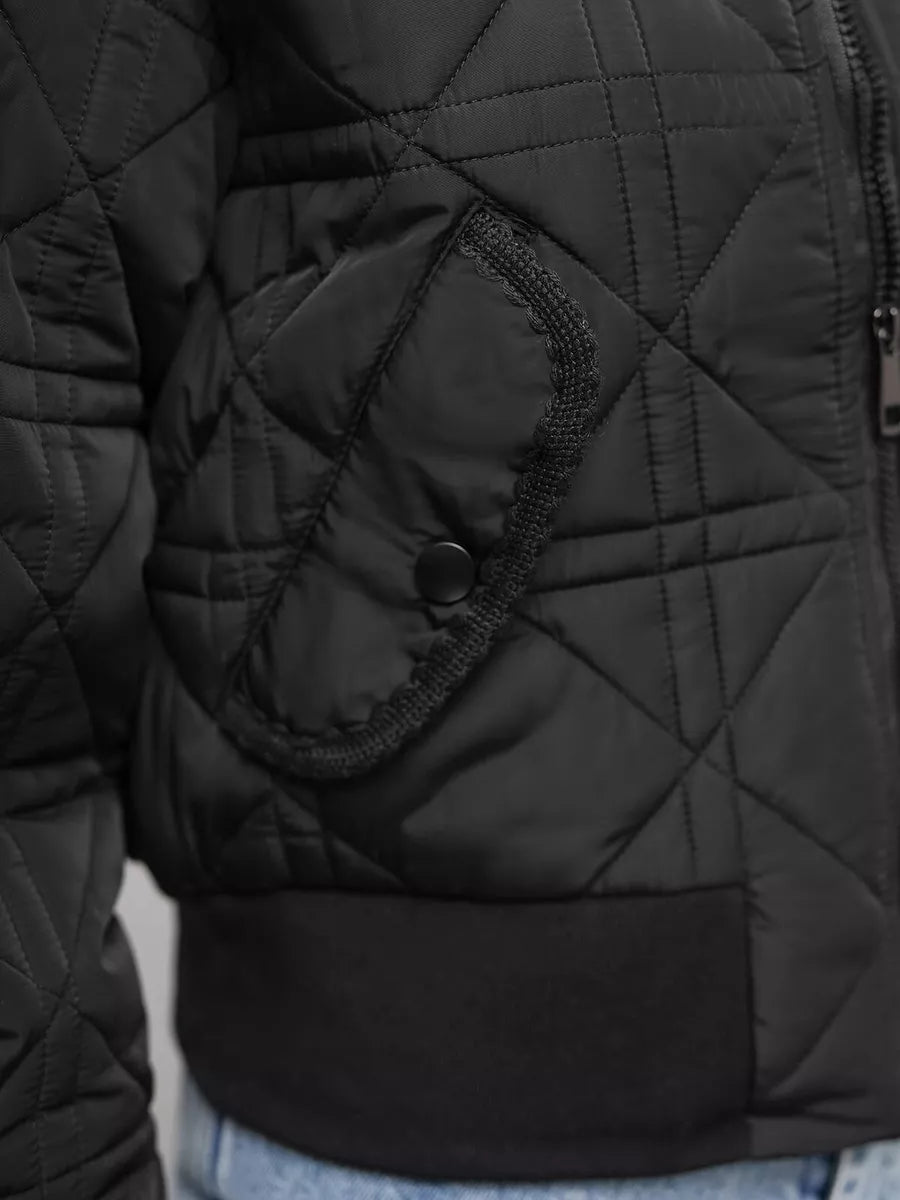 Moteriška juoda bomber stiliaus striukė Morin