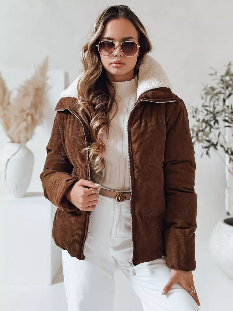 Moteriška žieminė tamsiai ruda striukė Trendy