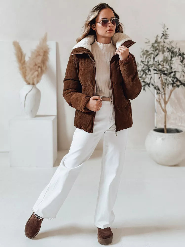 Moteriška žieminė tamsiai ruda striukė Trendy