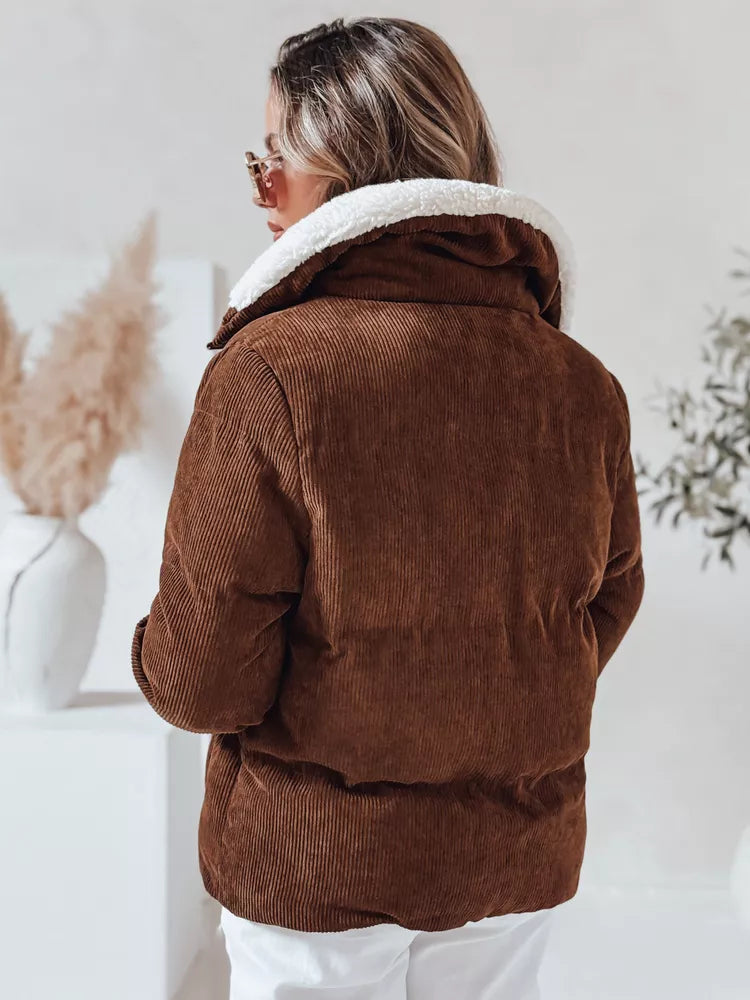 Moteriška žieminė tamsiai ruda striukė Trendy