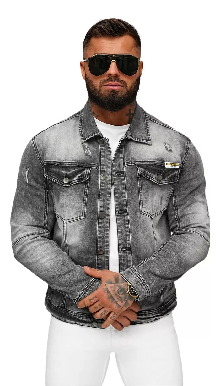 Vyriška juodos spalvos džinsinė striukė Manti