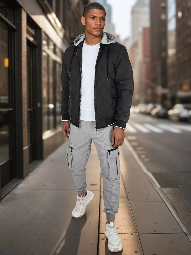 Vyriška juodos spalvos striukė su gobtuvu Stefun