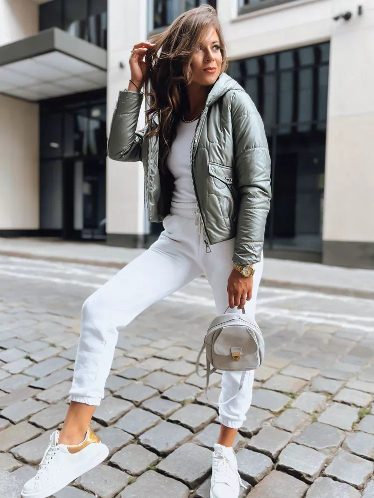 Moteriška žalia striukė Wool