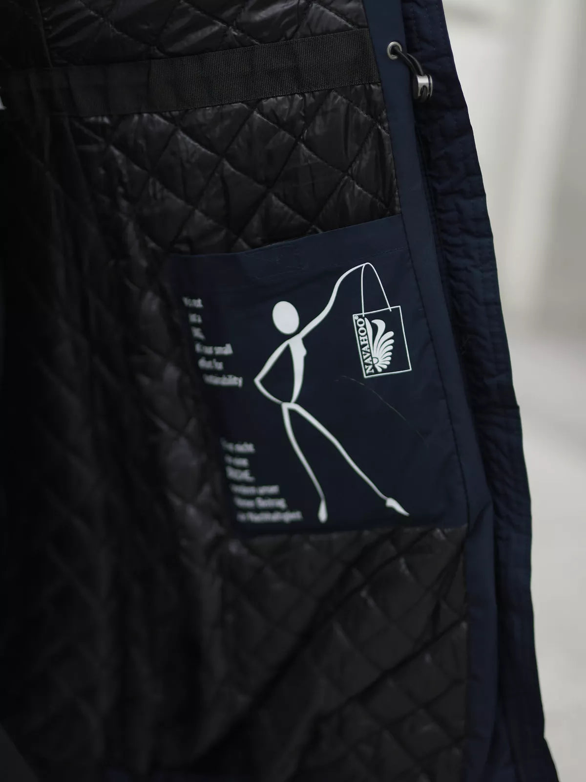 Žieminė ilga moteriška tamsiai mėlyna striukė Marni