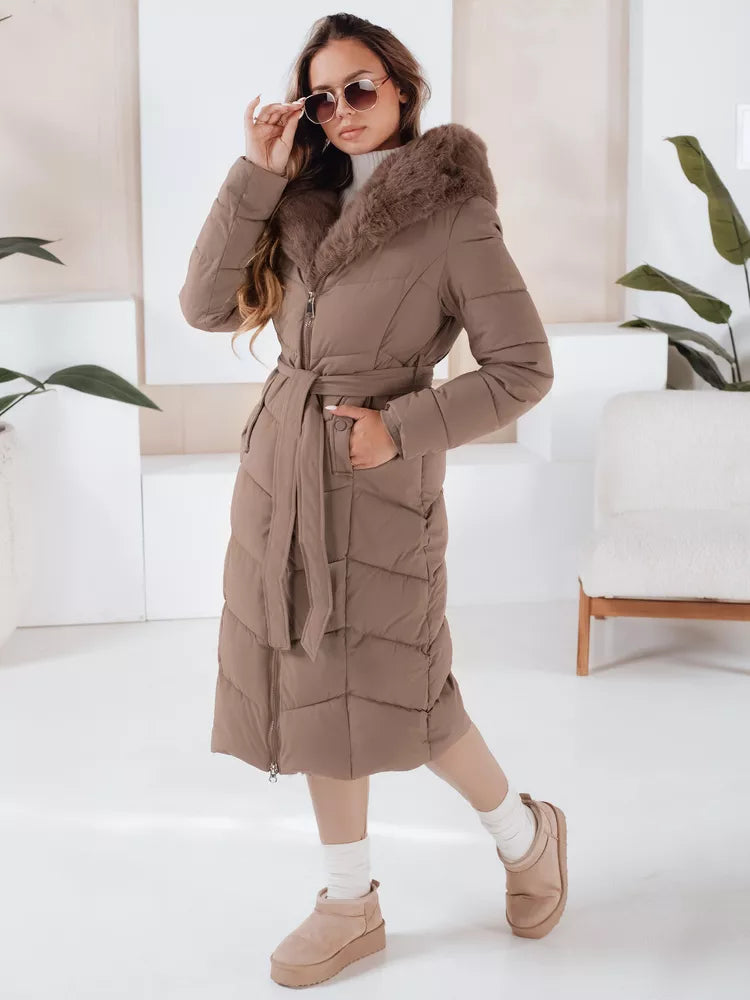 Moteriška dygsniuota tamsiai rusva striukė Oris