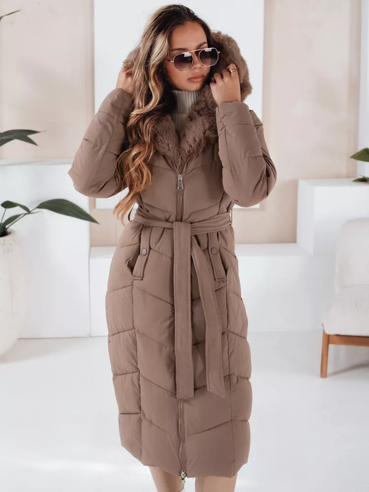 Moteriška dygsniuota tamsiai rusva striukė Oris