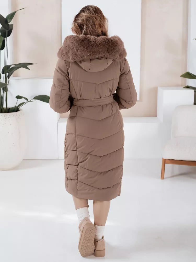 Moteriška dygsniuota tamsiai rusva striukė Oris