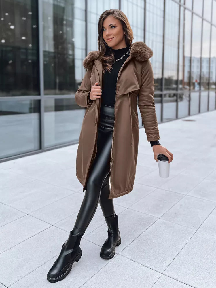 Ruda ilga moteriška striukė Juste