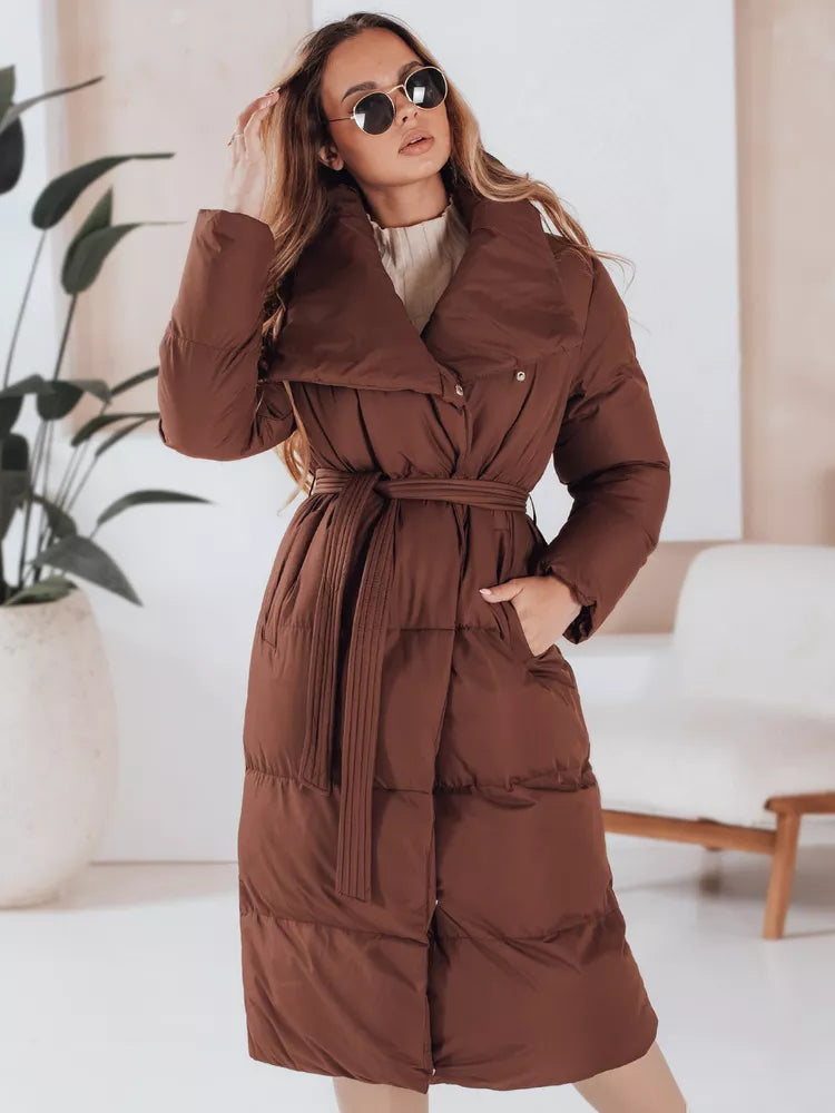 Moteriška tamsiai ruda dygsniuota striukė Favi