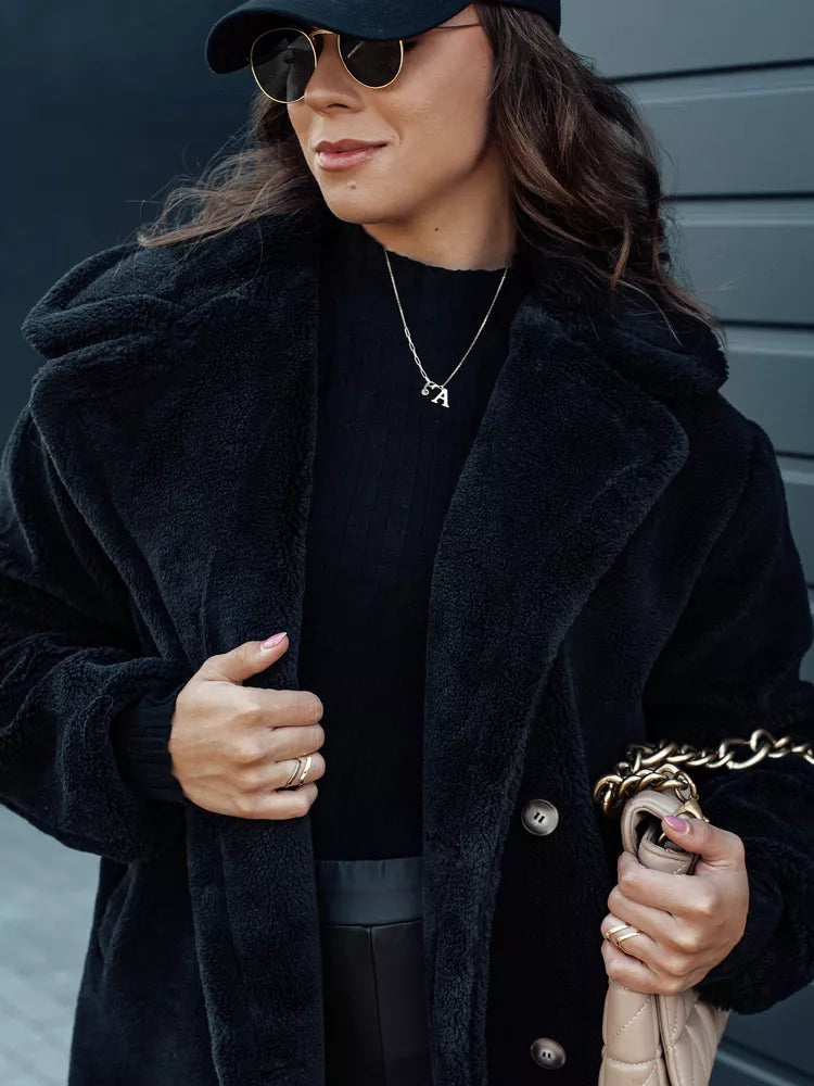 Moteriškas žieminis juodas paltas Luxer