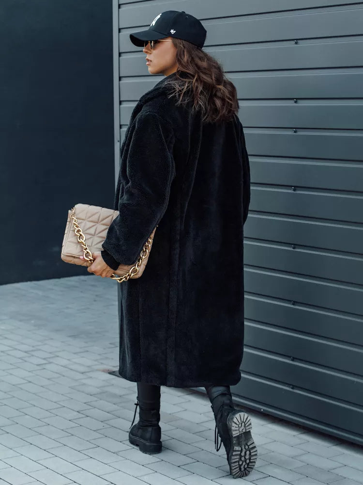 Moteriškas žieminis juodas paltas Luxer