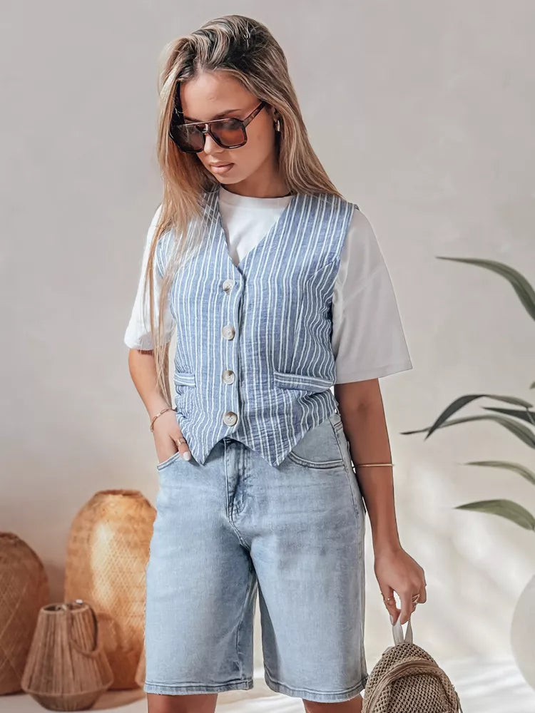 Moteriški mėlyni džinsiniai šortai Kelsey