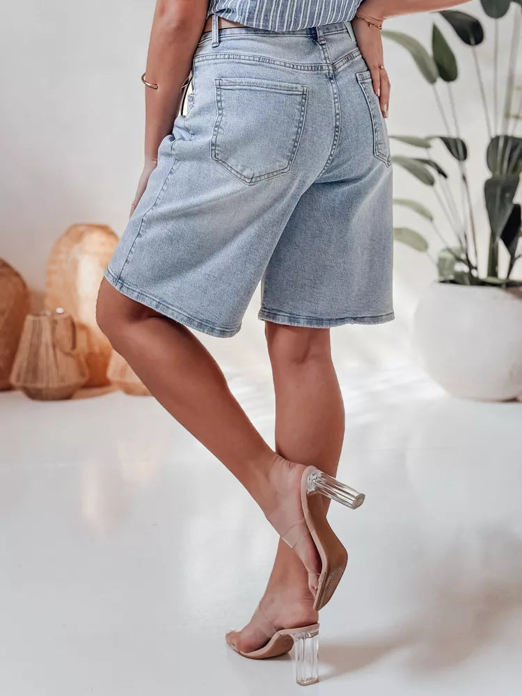 Moteriški mėlyni džinsiniai šortai Kelsey