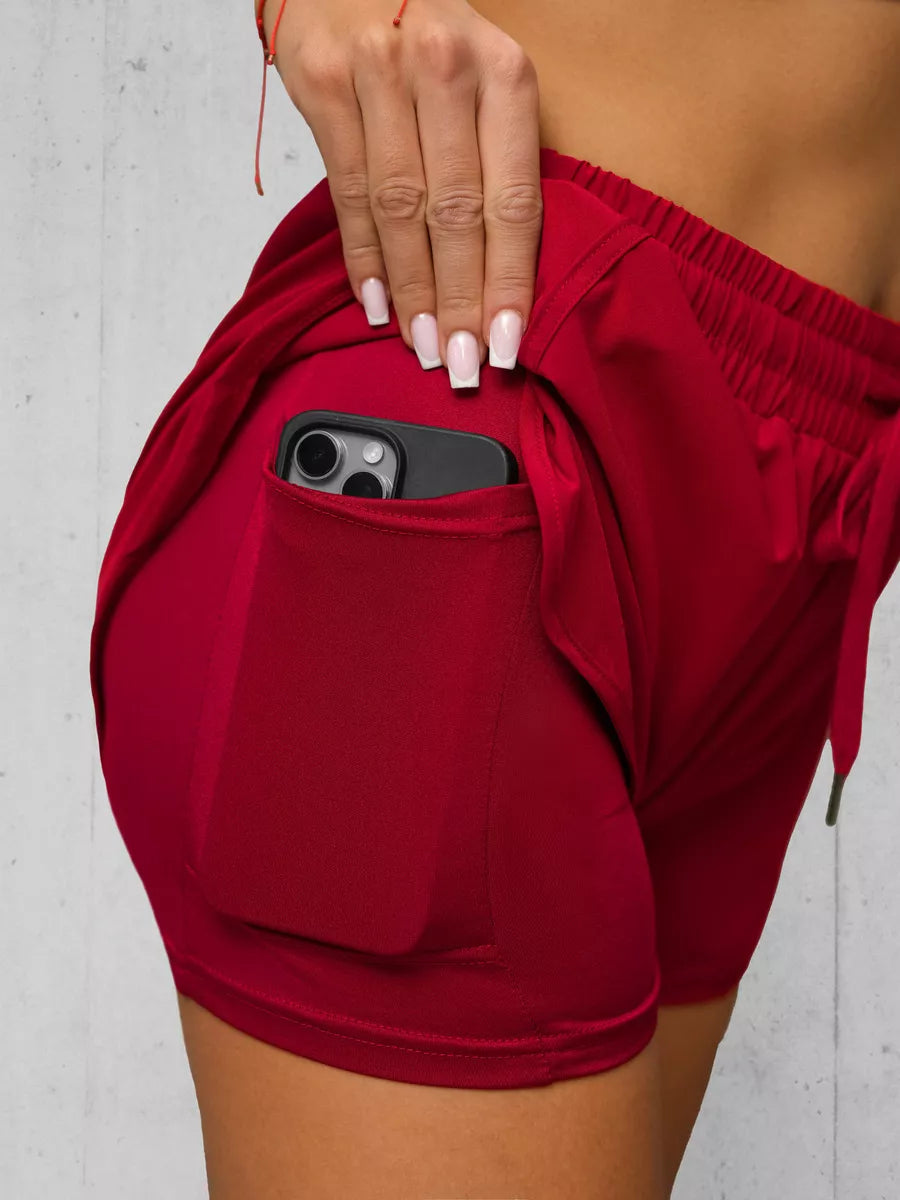 Moteriški sportiniai raudoni šortai Boni