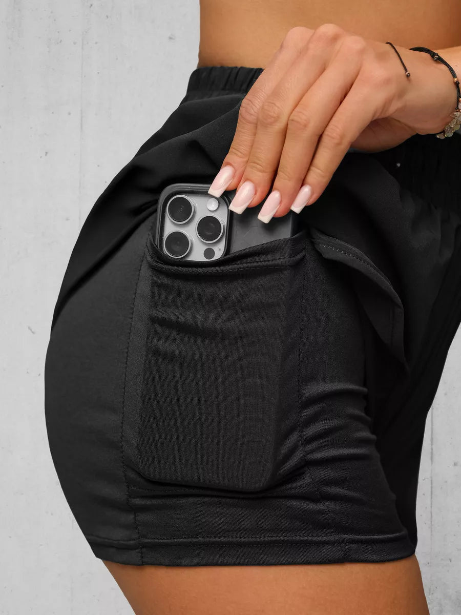 Moteriški sportiniai juodi šortai Boni