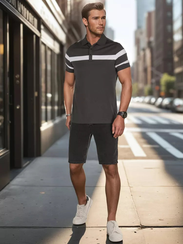 Vyriški juodi džinsiniai šortai Jack