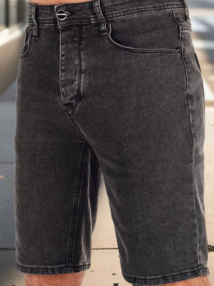 Vyriški juodi džinsiniai šortai Jack