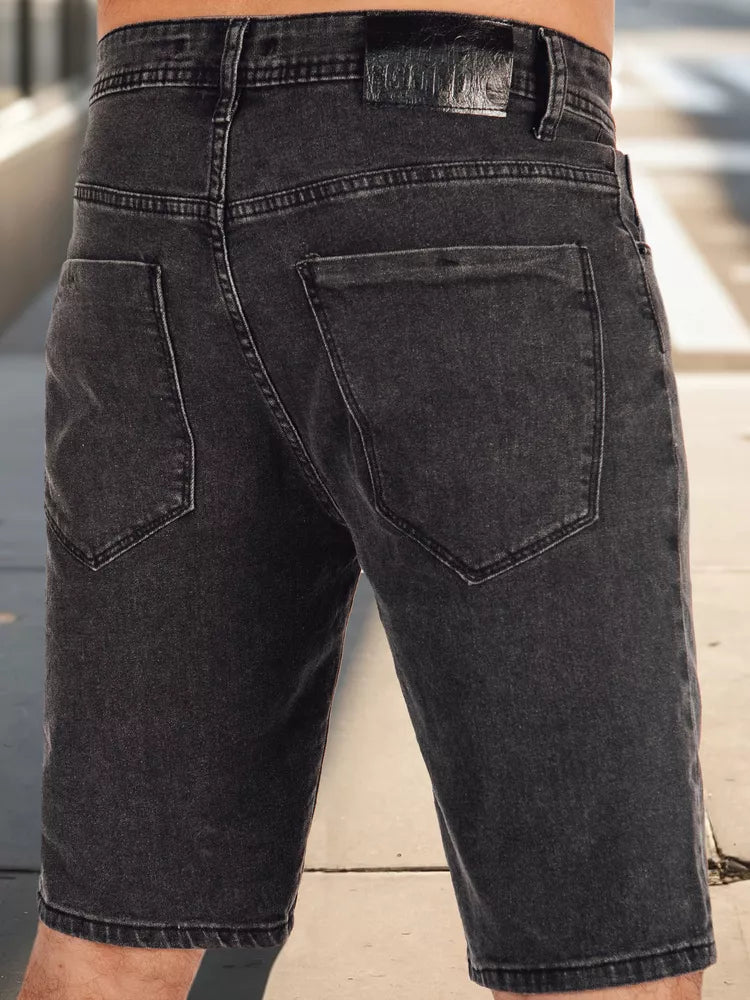 Vyriški juodi džinsiniai šortai Jack