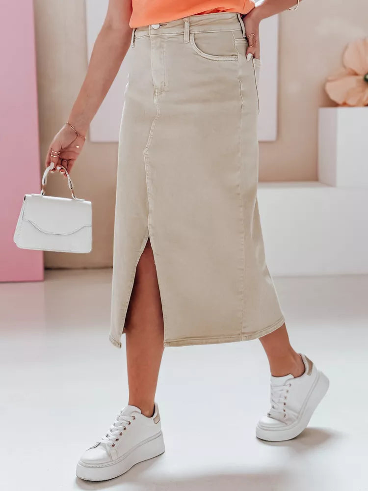 Moteriškas rusvas džinsinis sijonas Tell