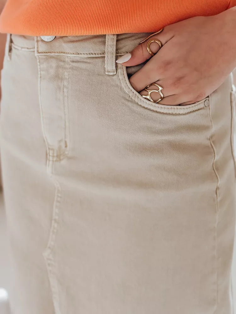 Moteriškas rusvas džinsinis sijonas Tell