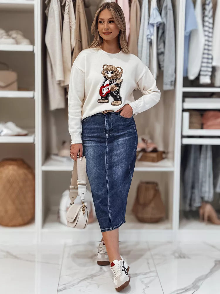 Ilgas džinsinis tamsiai mėlynas sijonas Merita