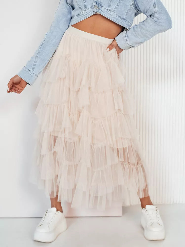 Moteriškas rusvos spalvos tiulio sijonas Milani