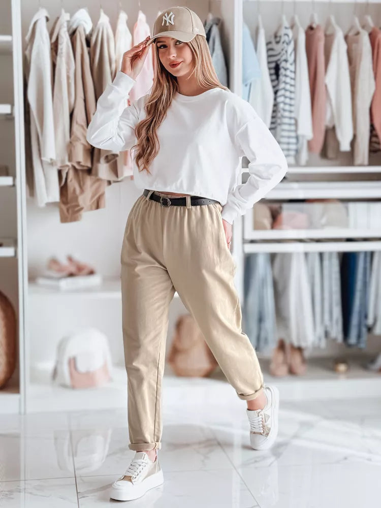 Moteriškos rusvos kelnės su diržu Tailandi