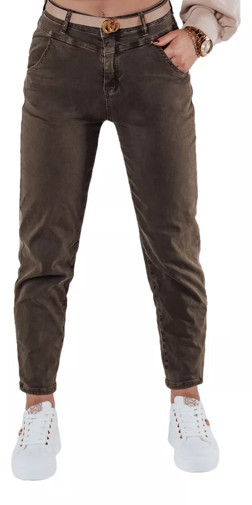 Moteriški tamsiai pilkos spalvos džinsai Evin