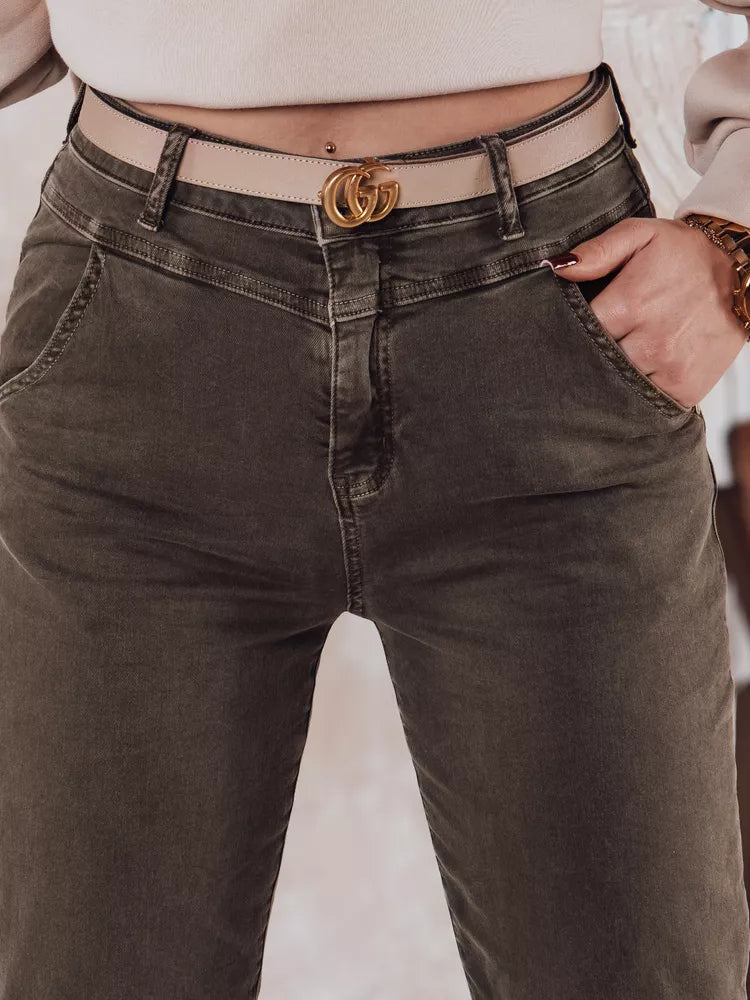 Moteriški tamsiai pilkos spalvos džinsai Evin