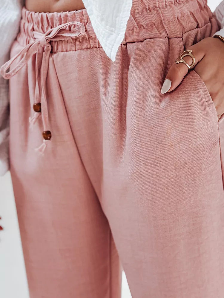 Moteriškos rožinės spalvos laisvalaikio kelnės Fiona