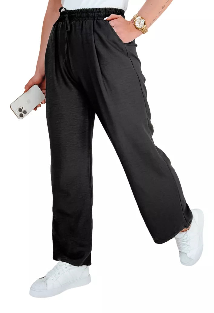 Moteriškos plačios kelnės juodos spalvos Milin