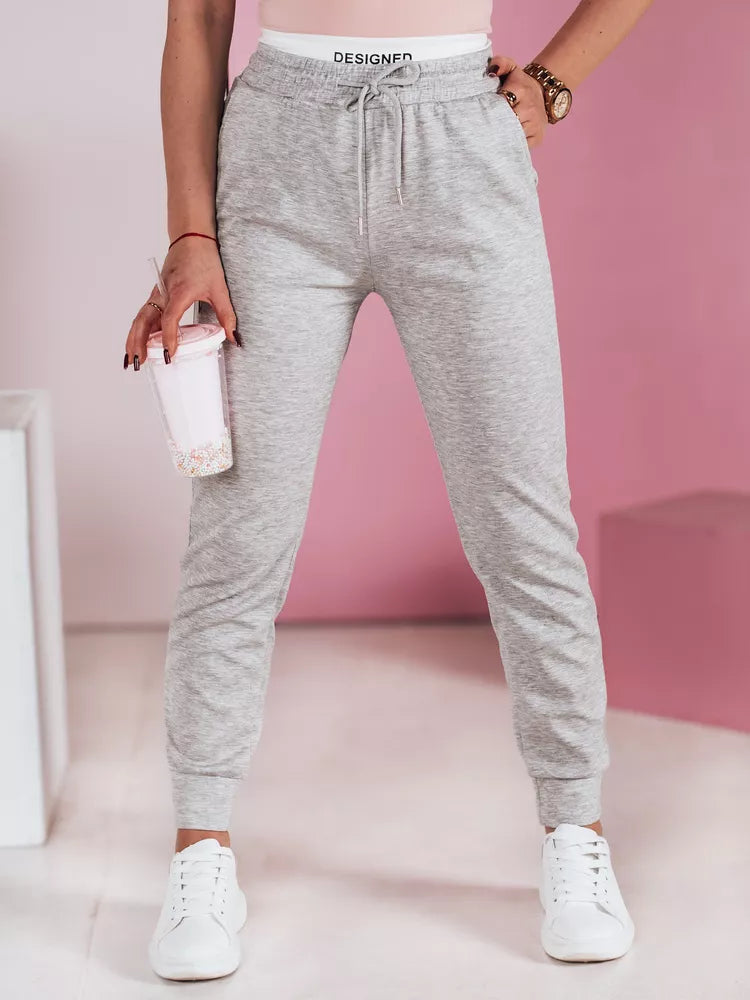Moteriškos laisvalaikio pilkos slim fit kelnės Sport