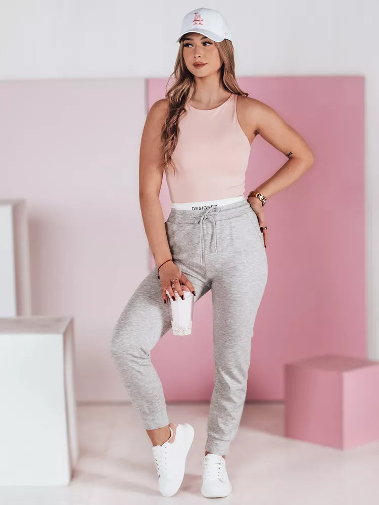 Moteriškos laisvalaikio pilkos slim fit kelnės Sport