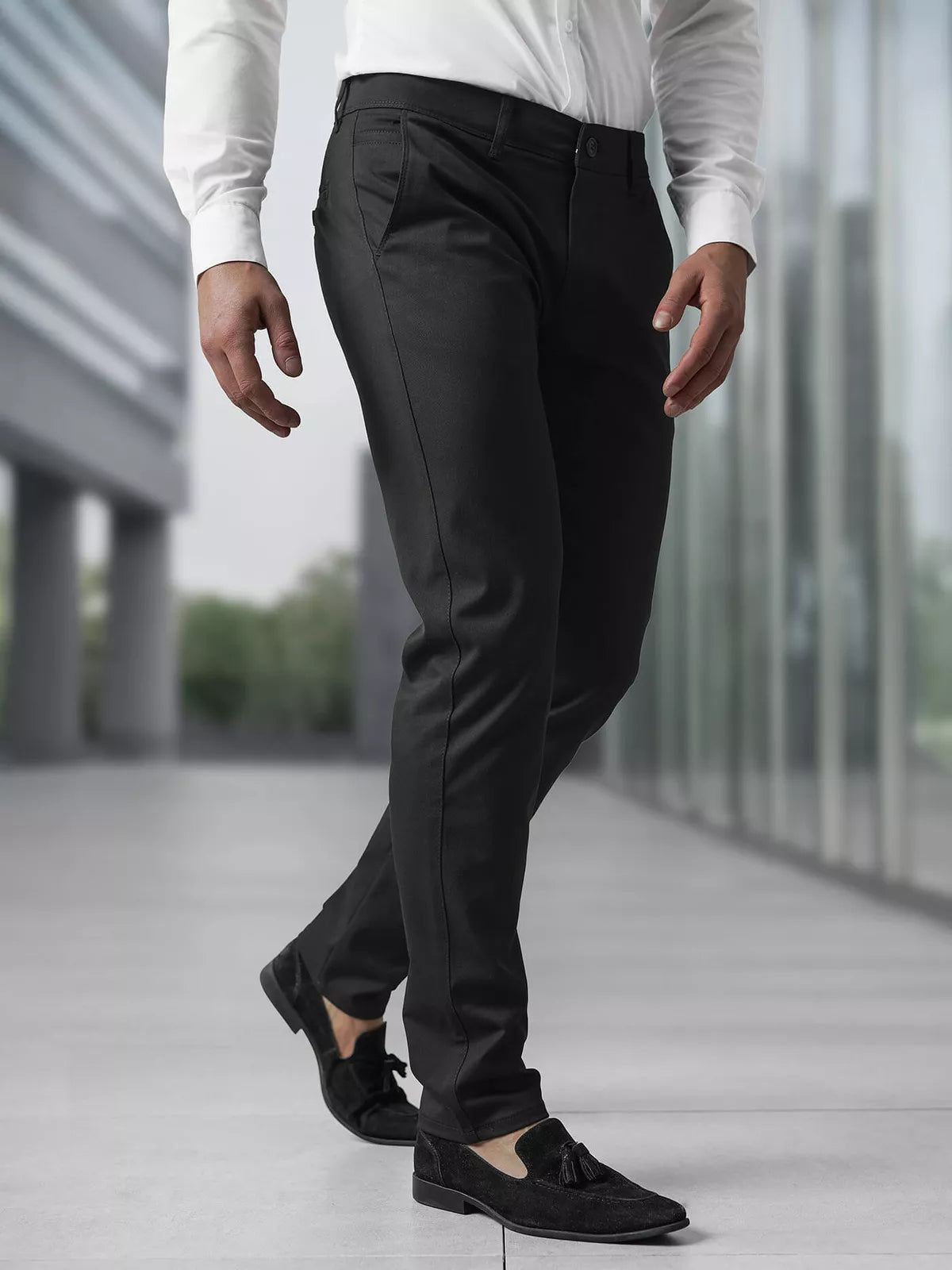 Vyriškos juodos chino kelnės Reno