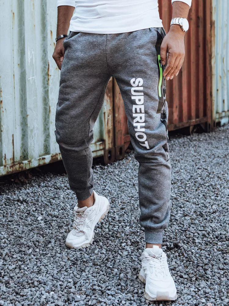 Vyriškos tamsiai pilkos spalvos laisvalaikio kelnės Superhot