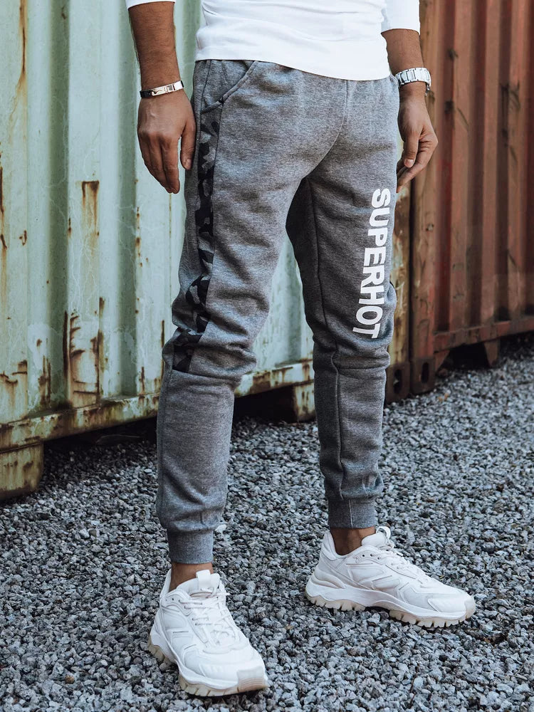 Vyriškos tamsiai pilkos spalvos laisvalaikio kelnės Superhot