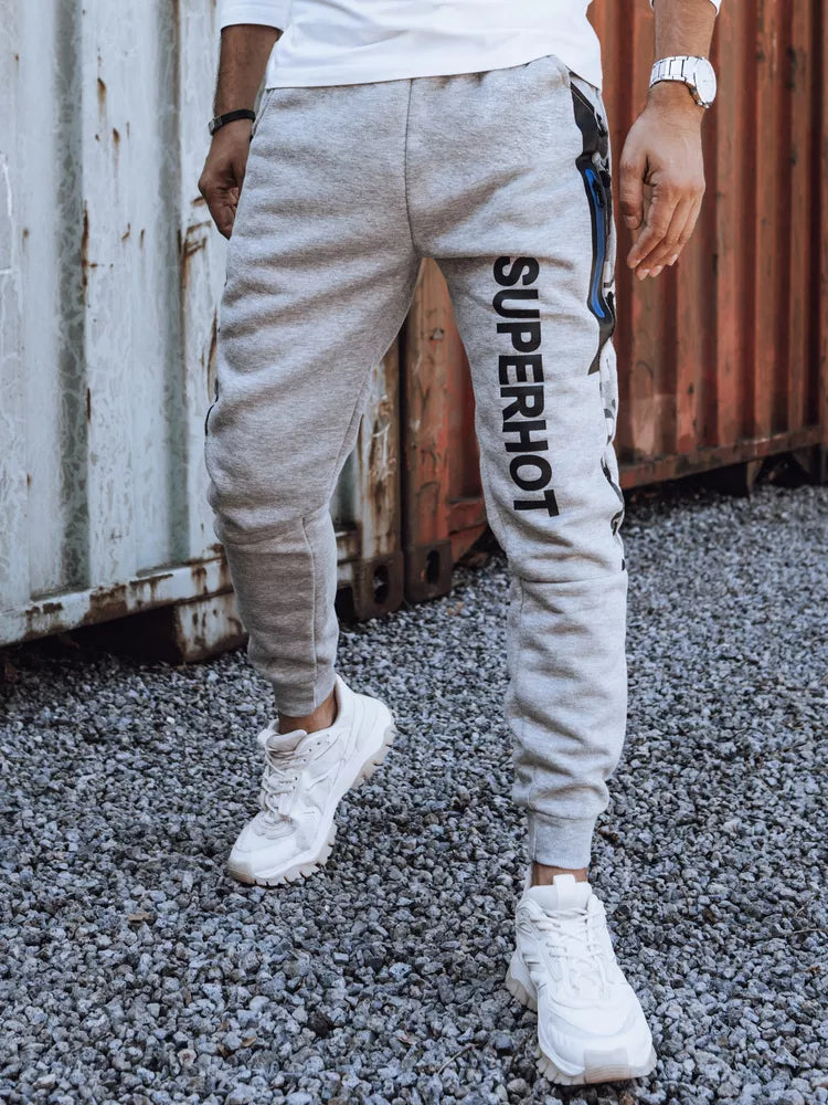 Vyriškos šviesiai pilkos spalvos laisvalaikio kelnės Superhot