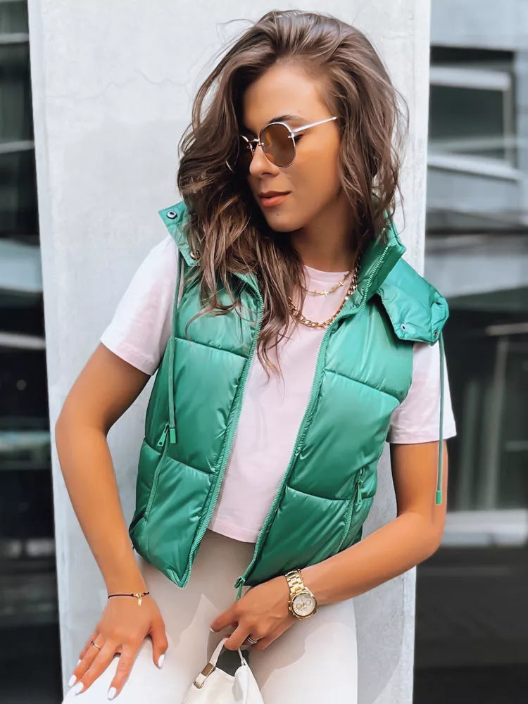 Šviesiai žalia blizgi liemenė Osin