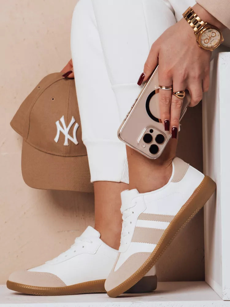 Moteriški balti su rusvomis detalėmis laisvalaikio batai Niti