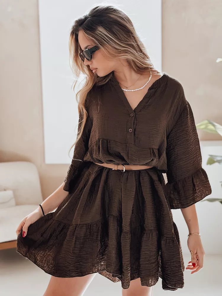 Moteriška tamsiai ruda vasarinė suknelė Lyvonne