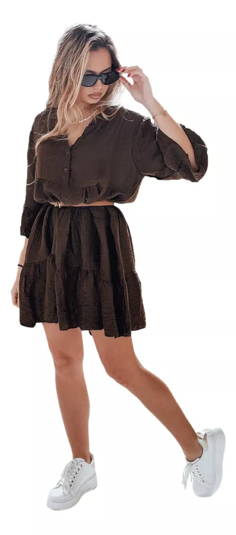 Moteriška tamsiai ruda vasarinė suknelė Lyvonne