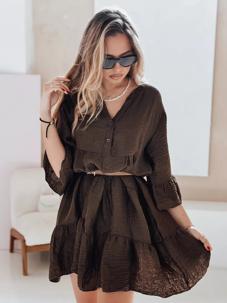 Moteriška tamsiai ruda vasarinė suknelė Lyvonne