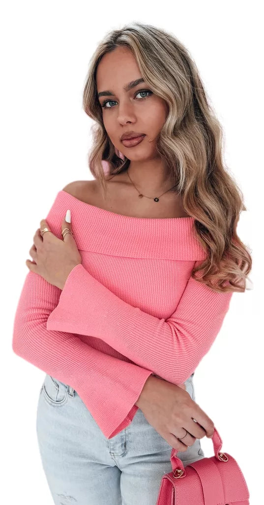 Moteriškas rožinės spalvos megztinis Show