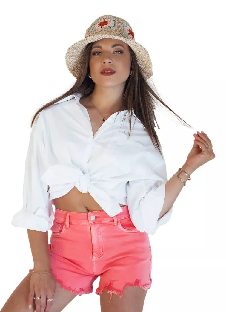 Moteriški rožiniai džinsiniai šortai Sunylook