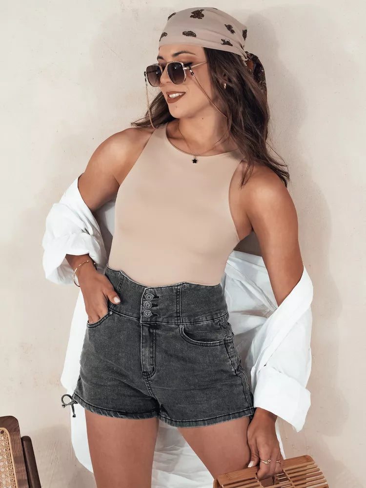 Moteriški juodi džinsiniai šortai Jeanlove