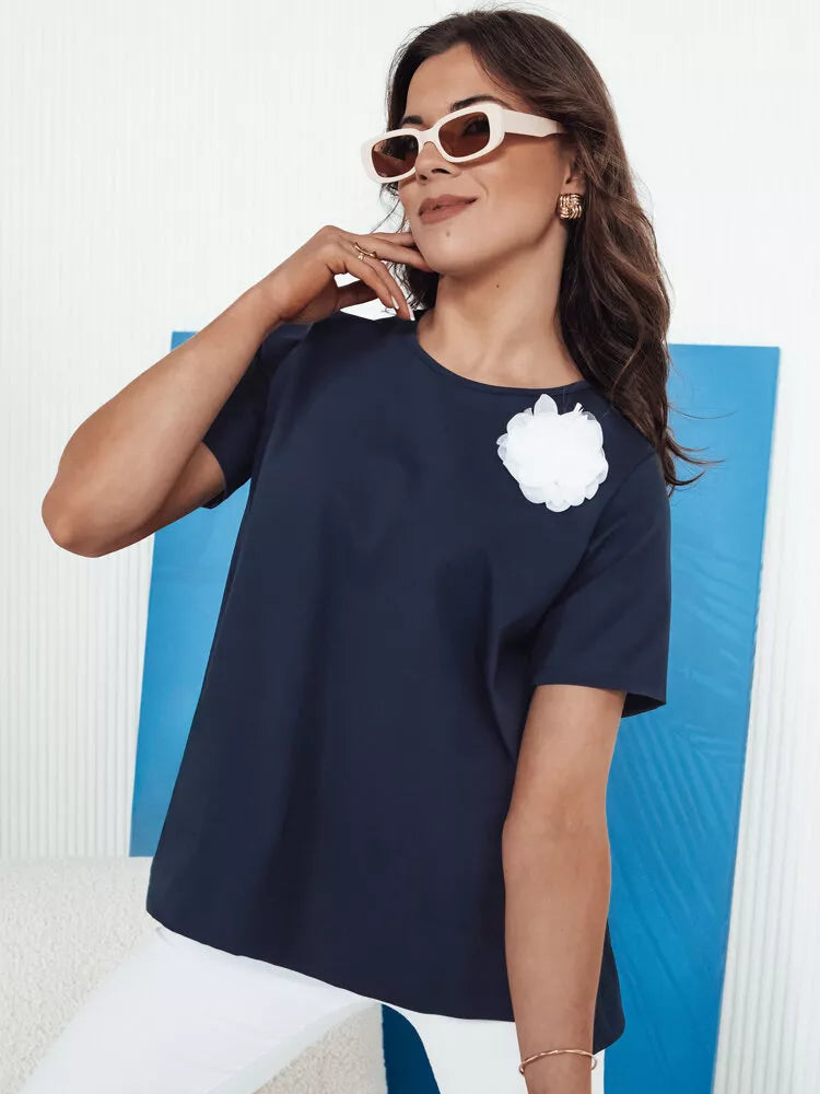 Moteriški tamsiai mėlyni marškinėliai Binda