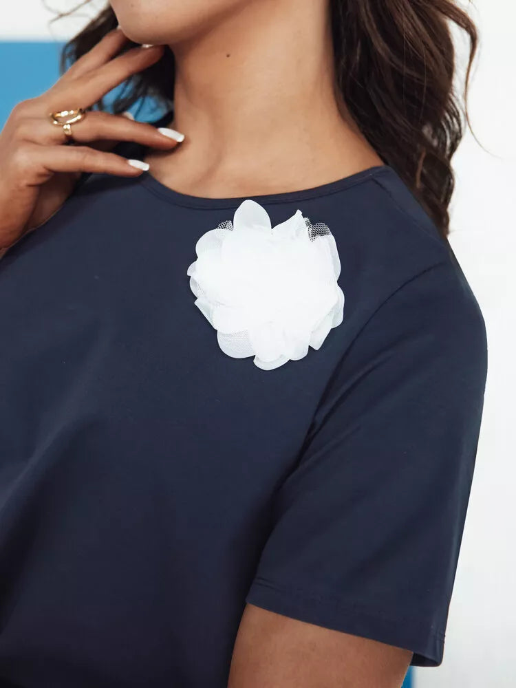 Moteriški tamsiai mėlyni marškinėliai Binda